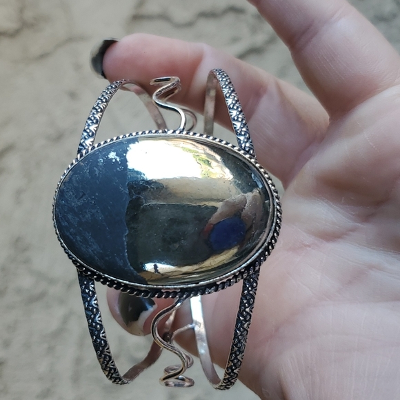 New Pyrite Silver Cuff Bracelet. - Picture 2 of 7